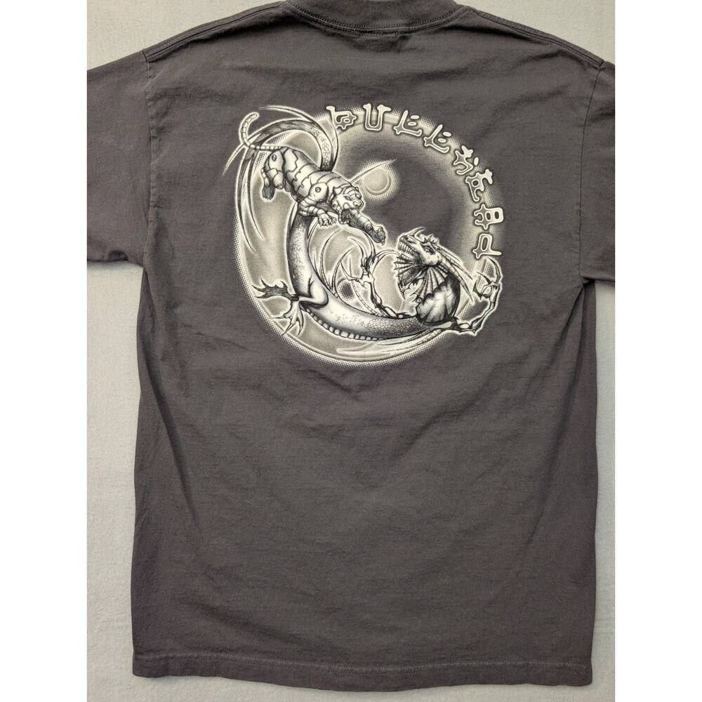 Vintage Bullhead Shirt Large Black Ying Yang Short Sleeve Skate Y2K Grunge